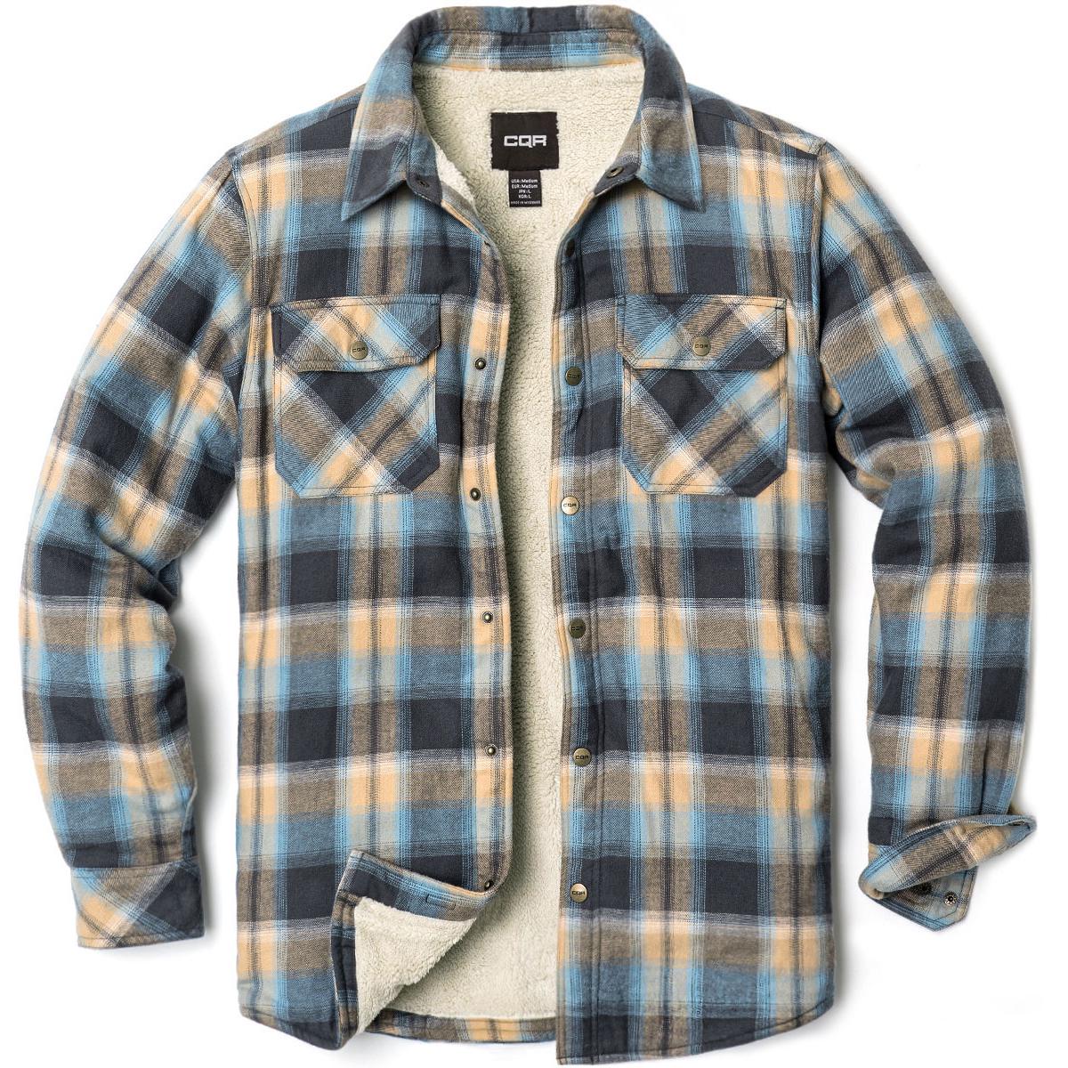 

CQR Мужская шерстяная рубашка с длинным рукавом с подкладкой из матовой шерсти в клетку Прочная куртка HOK710