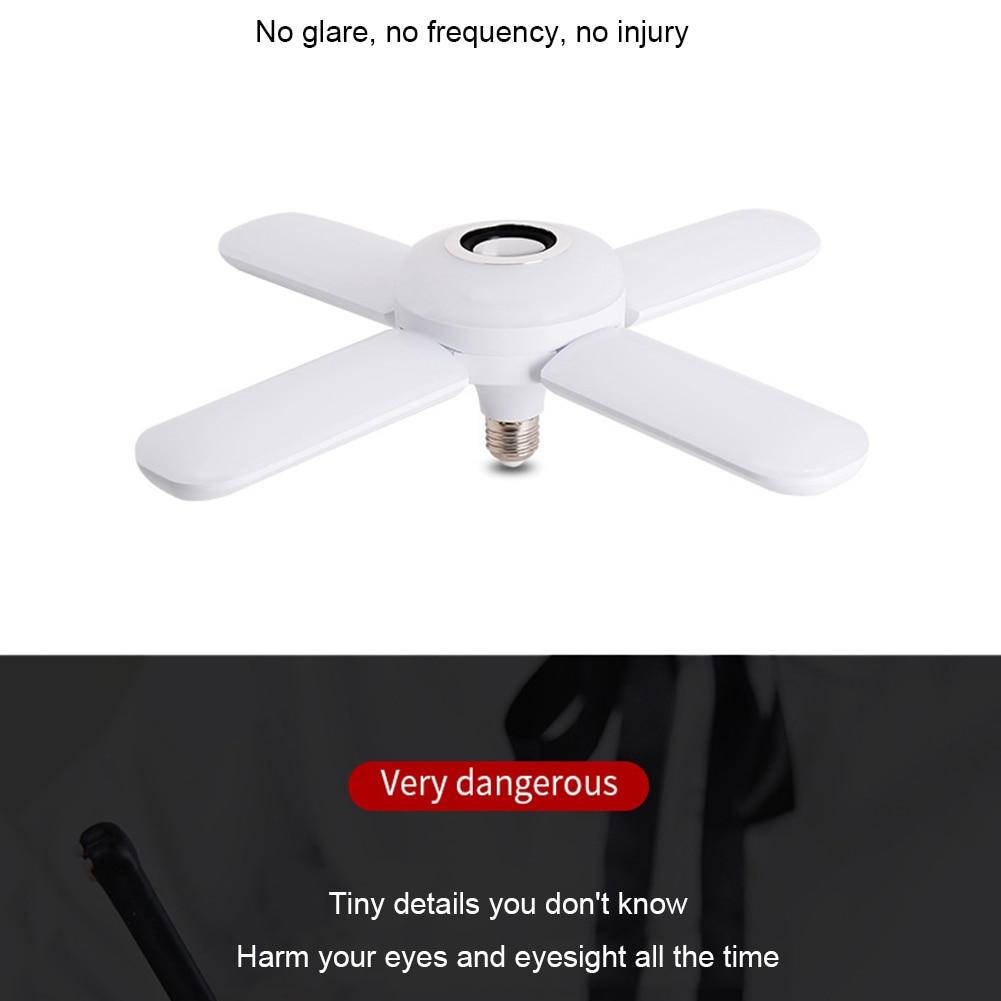 Luce LED Pieghevole a Quattro Petali 50W E27 RGB Musica Deformabile Lampada da Soffitto Colorata Intelligente Pieghevole Lampada a Bulbo con Ventola