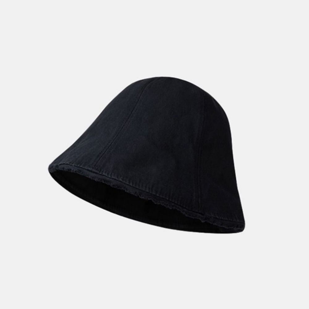 Solid Color Panama Sun Cap Large Brim Outdoor Fisherman Hat Fashionable Cotton Basin Hat  Winter