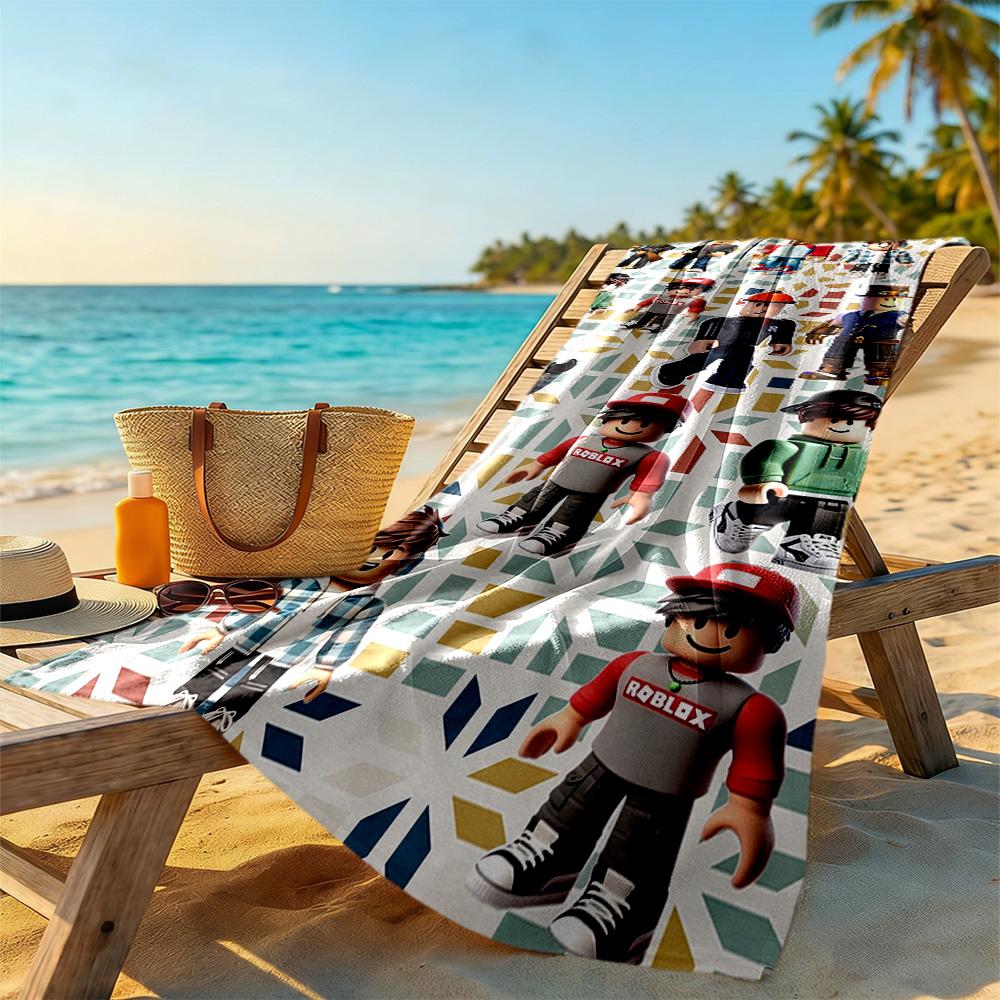 Roblox Beach Towel Super Soft & Absorbent Comfortable Lightweight Portable for Swimming,Beach,Camping, Travel, Beach Accessories,Gym