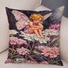 Colorful Fairy Tale World Elves Cushion Cover Decor Cute Cartoon Flower Girl Pillow Case for Sofa Home Polyester Pillowcase