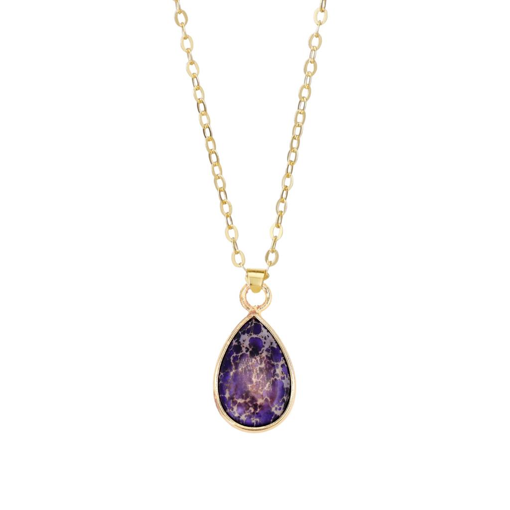 High quality natural stone emperor stone water drop pendant Seiko couple necklace niche Ins jewelry