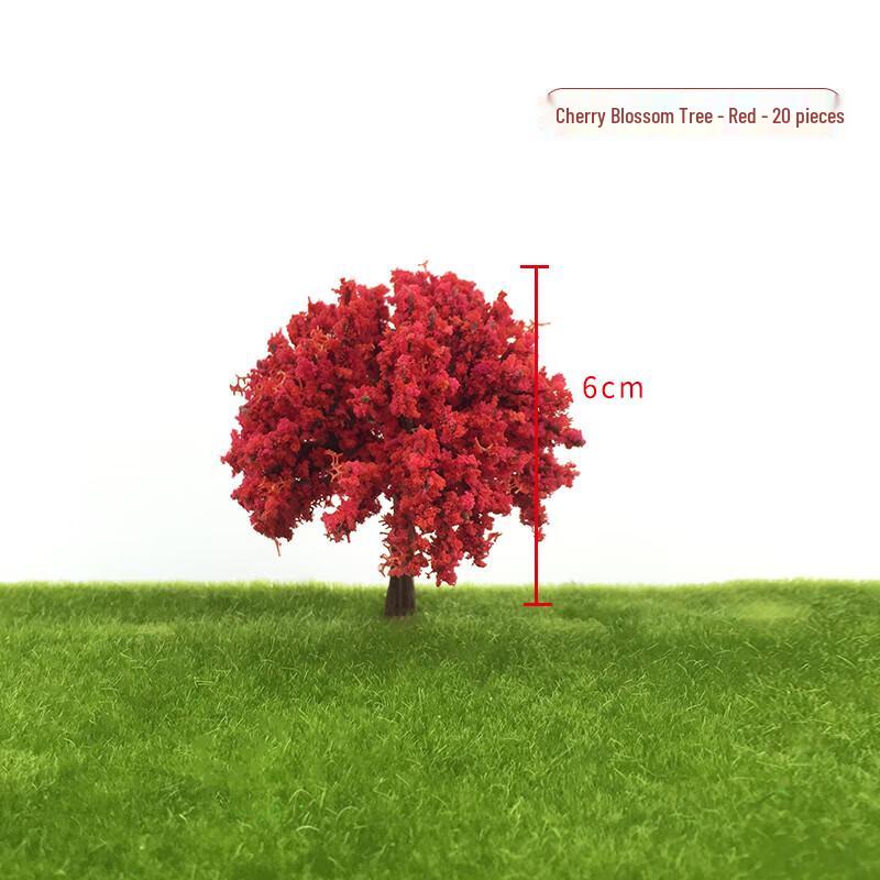 Miniature Red Cherry Blossom Model Trees Set