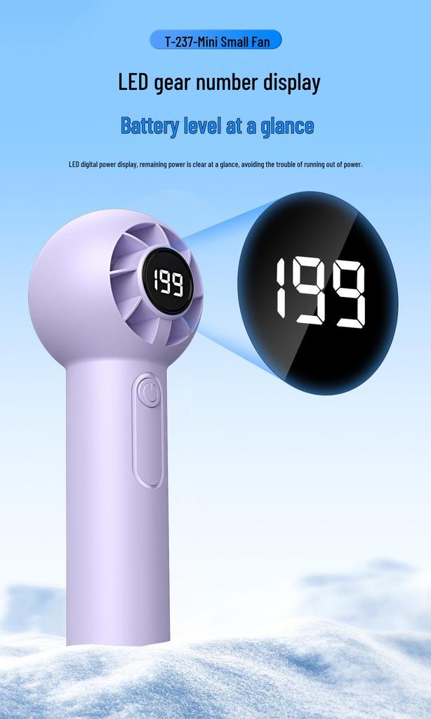 T237 Handheld High-Speed Camping Fan with Digital Display