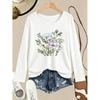 1Pieces Women's Round Neck Long Sleeve T Shirt Floral Print All-Season Casual Wear Shipped from Local Warehouse Everyday Versatile Top Perfect