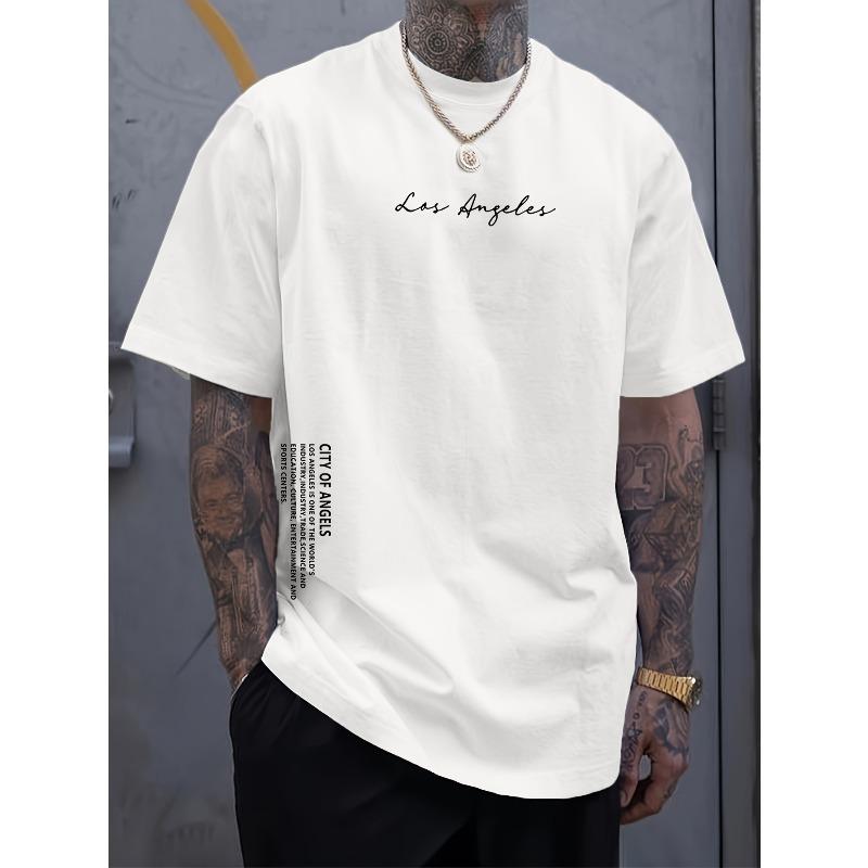 Men's Letter Print T-Shirt, Spring Summer Outdoor Clothing