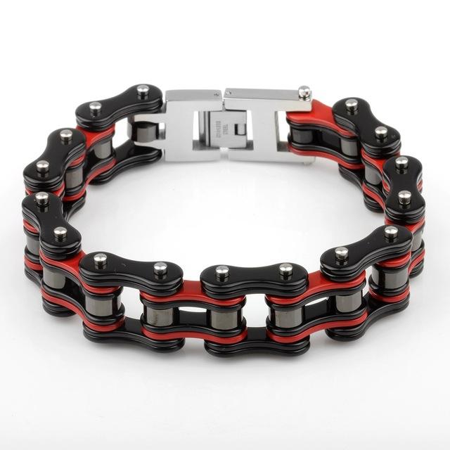 Punk Pulseiras e Braceletes Laranja de Bicicleta para Homem Preto Corrente de Motocicleta Pulseira Homem Mulher Aço Inoxidável Joias de Pulso Biker