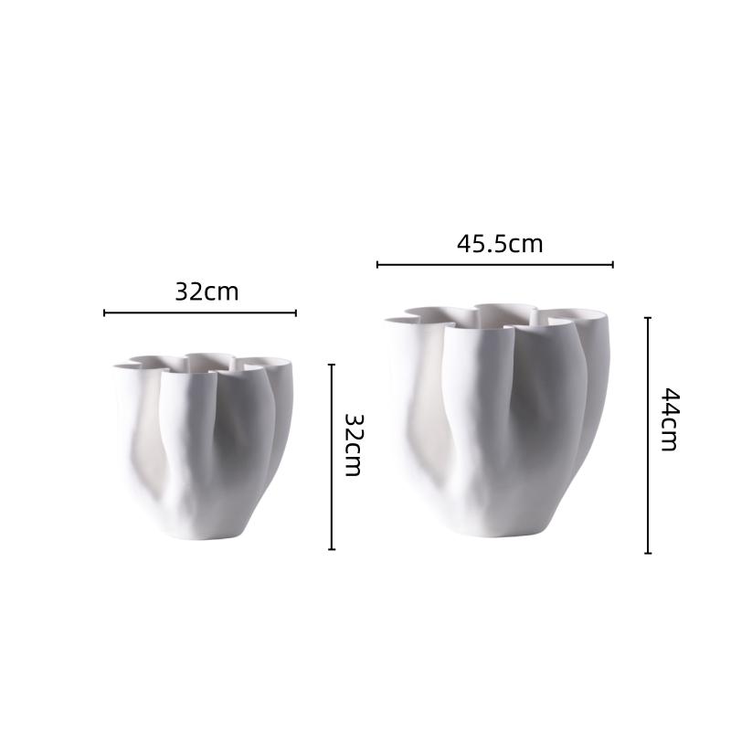 Ceramic Vase Open Fold Edge Flower Pot Floral Arrangement Accessories Abstract Porcelain Craftwork Flower Vase Home Decoration