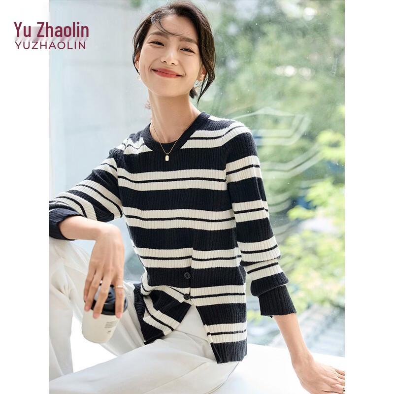Yuzhaolin Women s Split Hem Round Neck Knit Sweater M