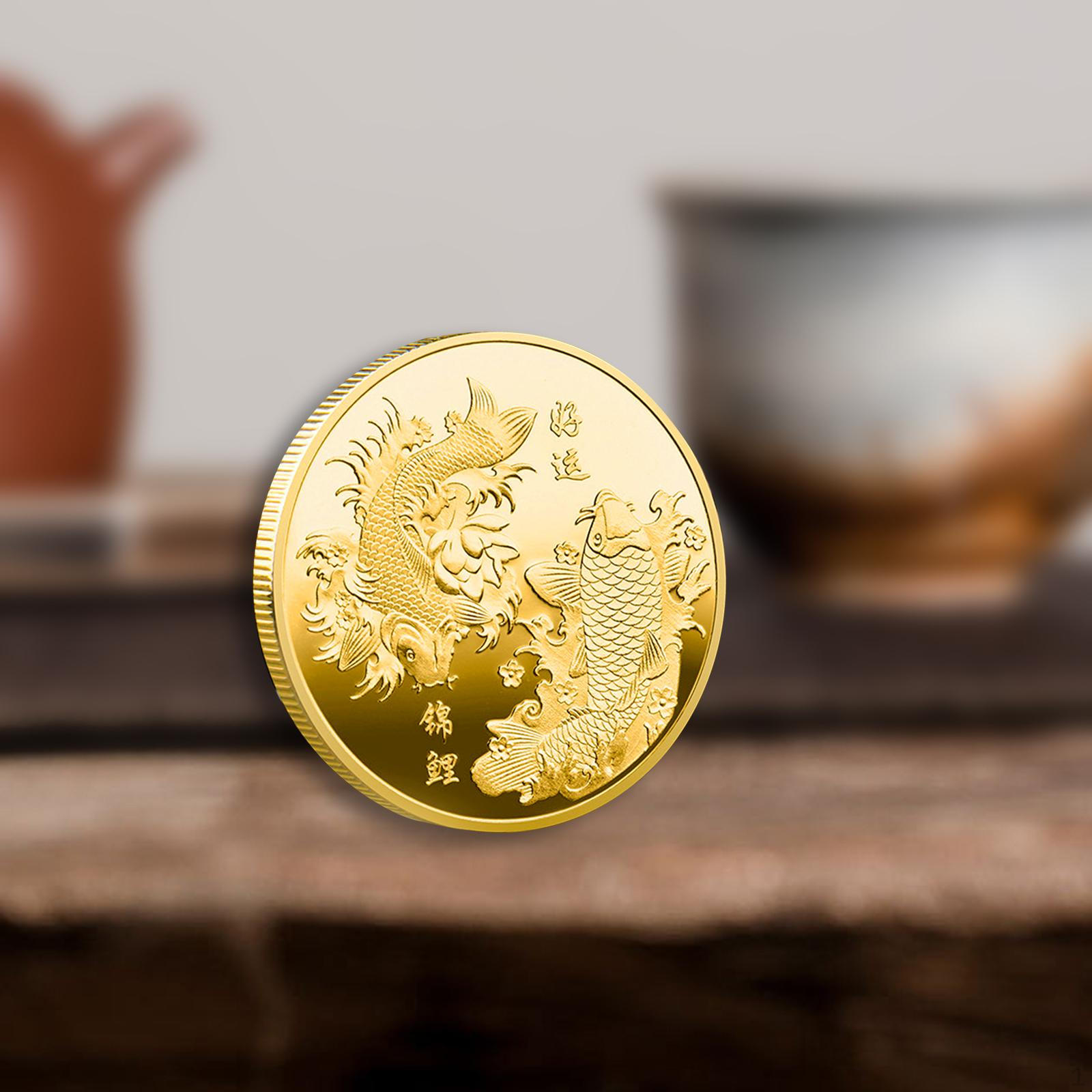 

Китайская рыба кои, счастливая монета, сувенирный подарок, коллекционный подарок для взрослых, друзей