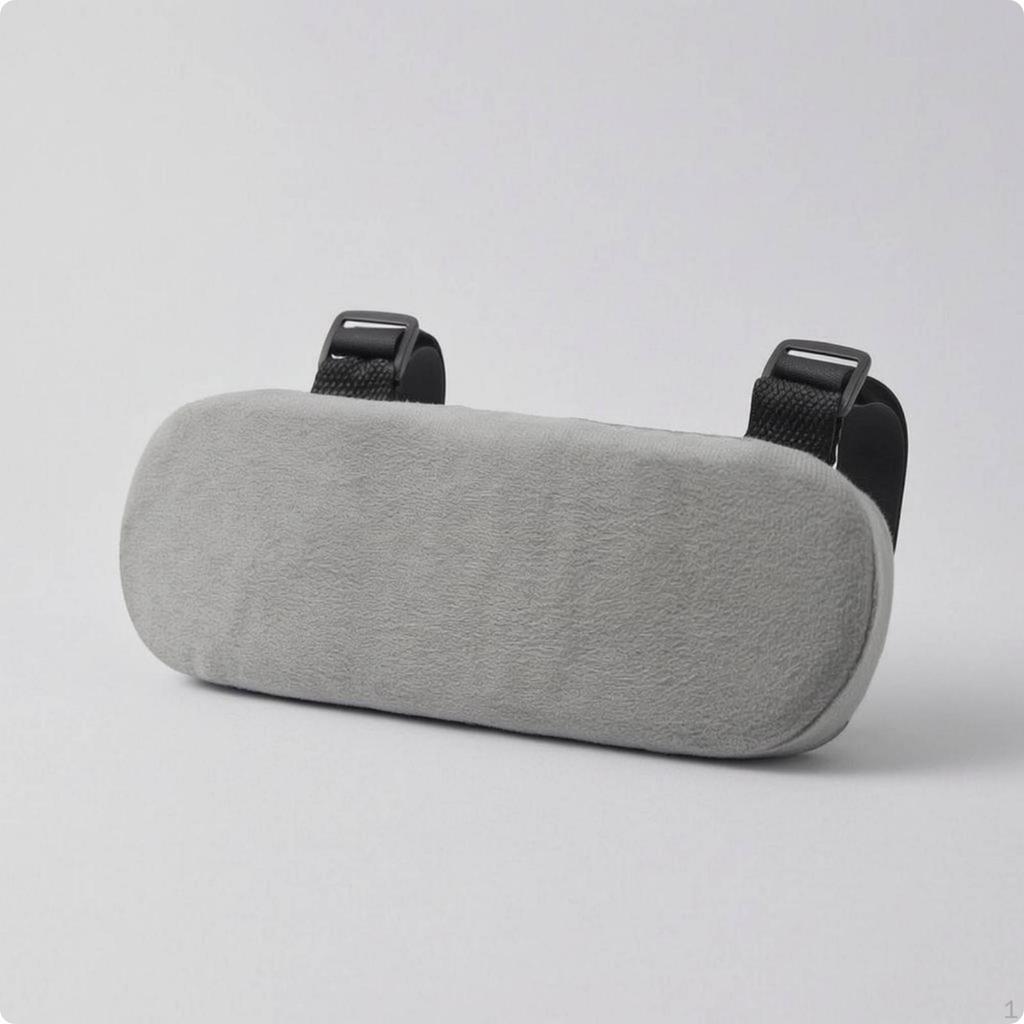 Strapped Armrest Pad Attached Straps Soft Rounded Rectangular Black