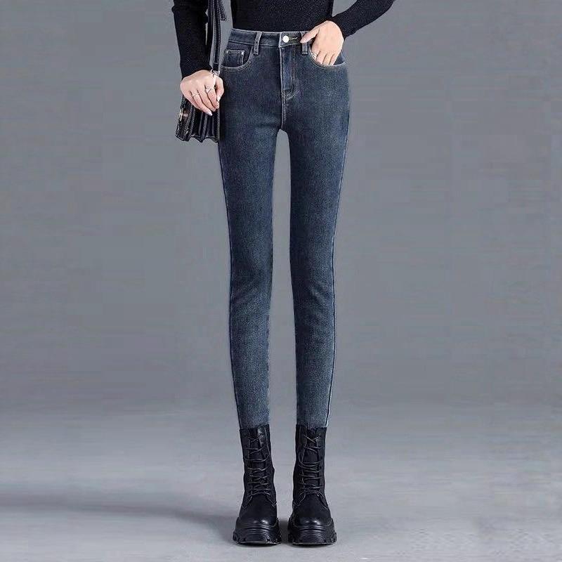 High-waisted Jeans Women's Pants Autumn and Winter Velvet New Outer Wear Thickened Tight Elastic Versatile Small Feet Pencil Pants