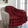 Warm Cozy Plaid Flannel Throw Blanket Soft Black Red Checkered Decor for Couch Christmas Gift Home Textile
