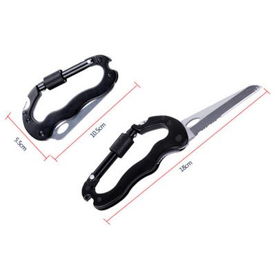 Multifunktionales Aluminium Campingmesser Karabiner Schlüsselanhänger Clip mit Flaschenöffner für Outdoor-Aktivitäten
