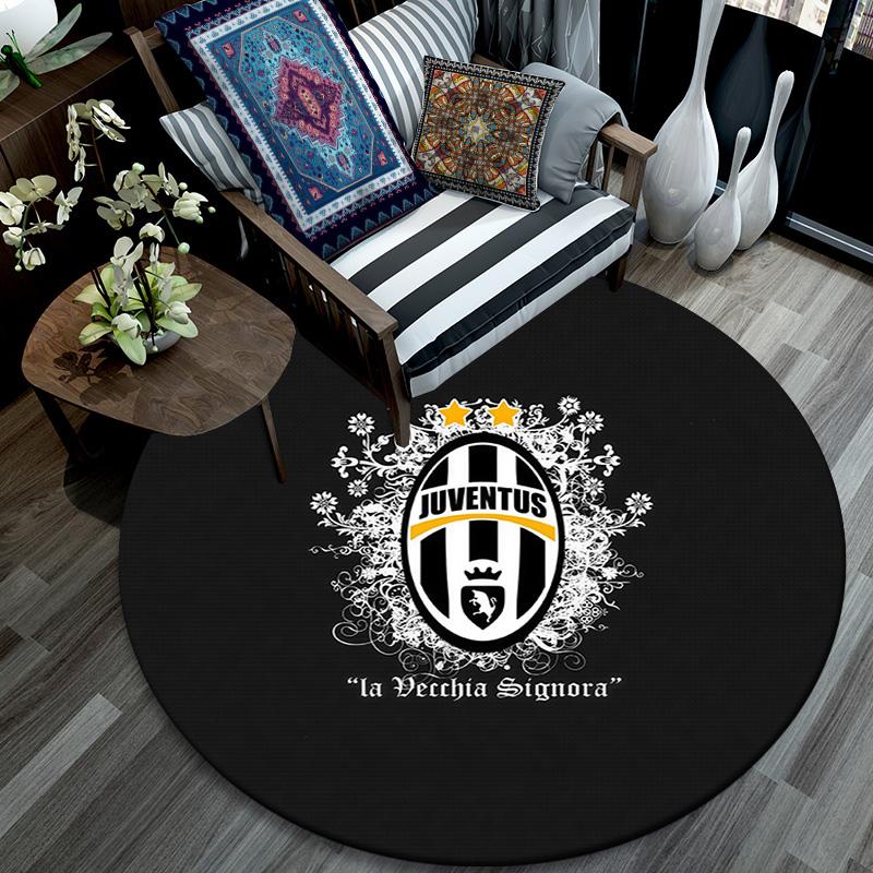 Juventus Football Club3 Round Area Rug,Carpet Rug for Living Room Bedroom Sofa Playroom Decor,Non-slip Floor Mat