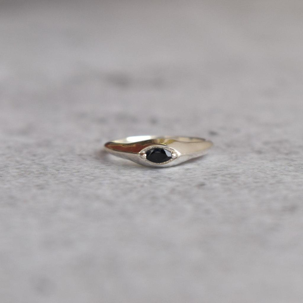 Natural Black Onyx Ring Minimalist Ring Sterling Silver Handmade Ring Black Diamond Ring for Beginning Graduation Gift Gift for Her