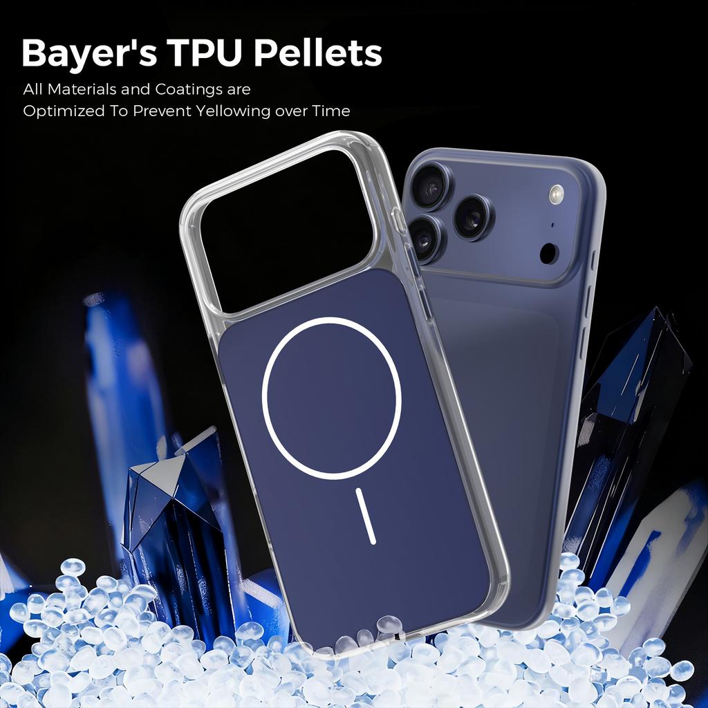 For IPhone 17 14 15 16 Pro Max Air Plus Transparency Wireless Charging Magnetic Phone Case with Tempered Film Protective Cover