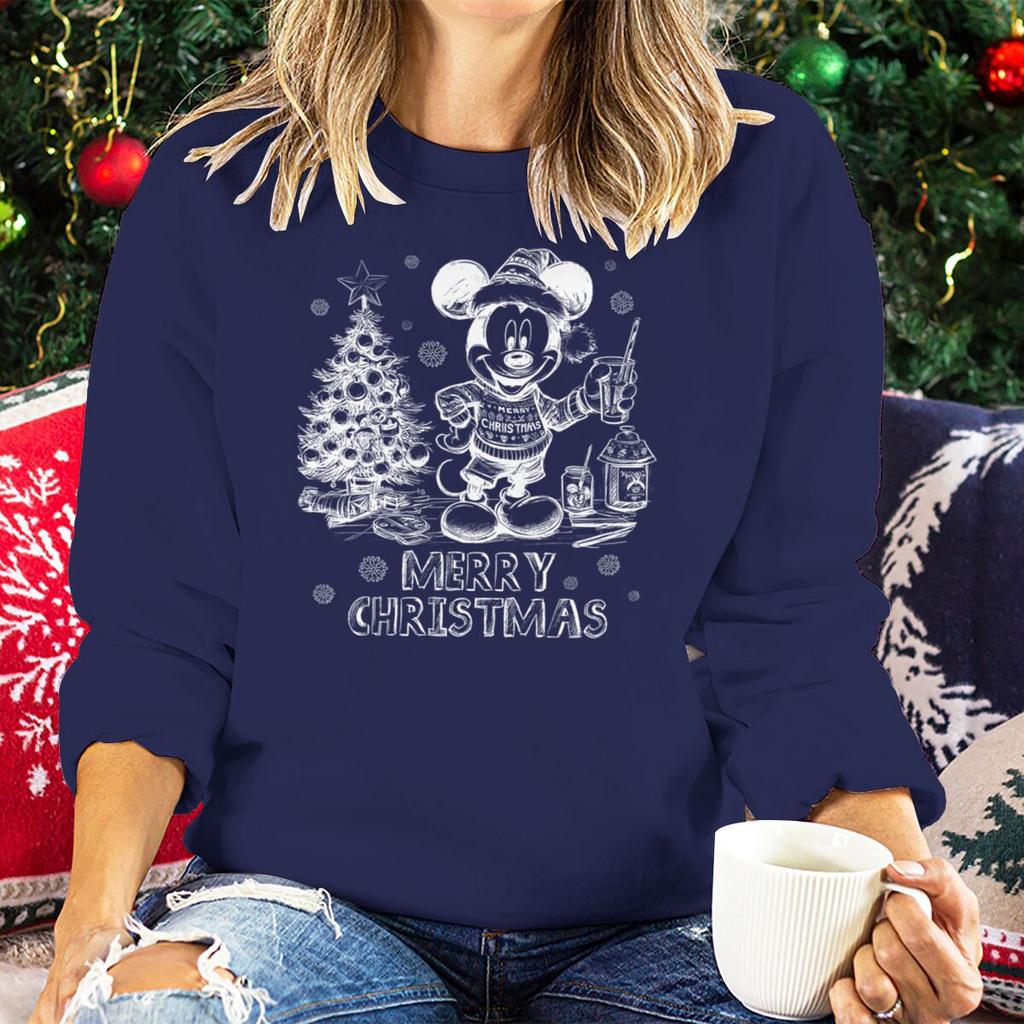 Vintage Retro Christmas Mickey Mouse Sweatshirt for Women Festive Holiday Wear Clothes Merry Christmas Party Matching Sweatshirt
