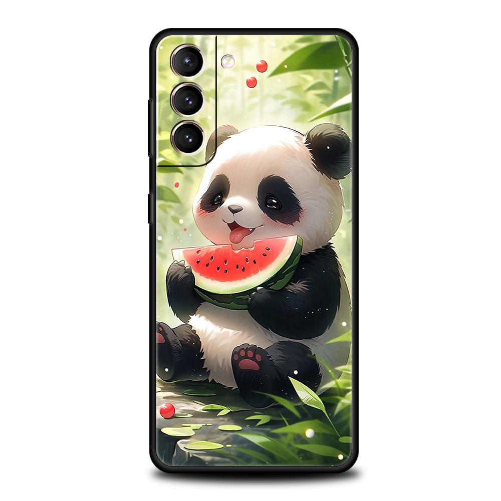 Cartoon Niedlicher Panda Handyhülle für Samsung Galaxy S24 S23 S22 S20 S21 FE Ultra S10 S10E S9 S8 Plus 5G Silikonhülle Fundas Tasche