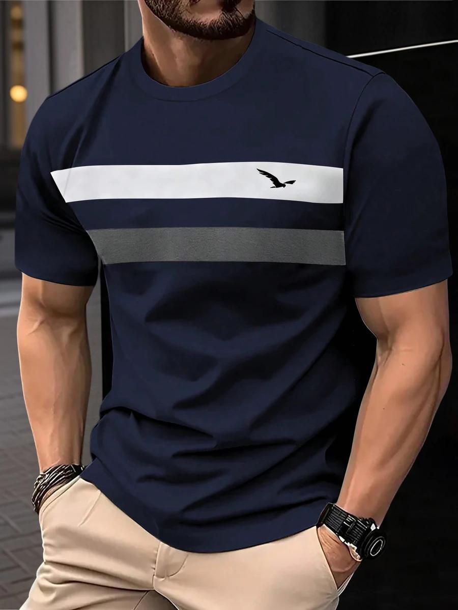 

Men s Casual Contrast Color Round Neck Short Sleeve T-Shirt, Summer XL