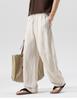 [Plain dyed Tencel Linen] Thin casual pants for men, loose straight leg, wide leg, curved knife, relaxed and comfortable pants