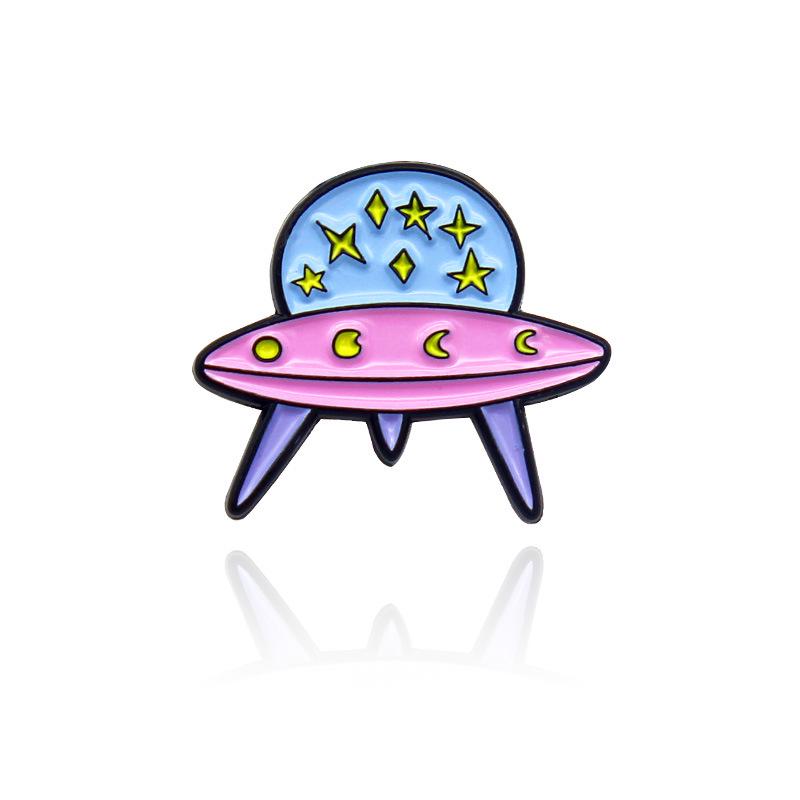 Happy Astronaut Brooch: Moon, Lollipop, Alien Plants & Spaceship Design