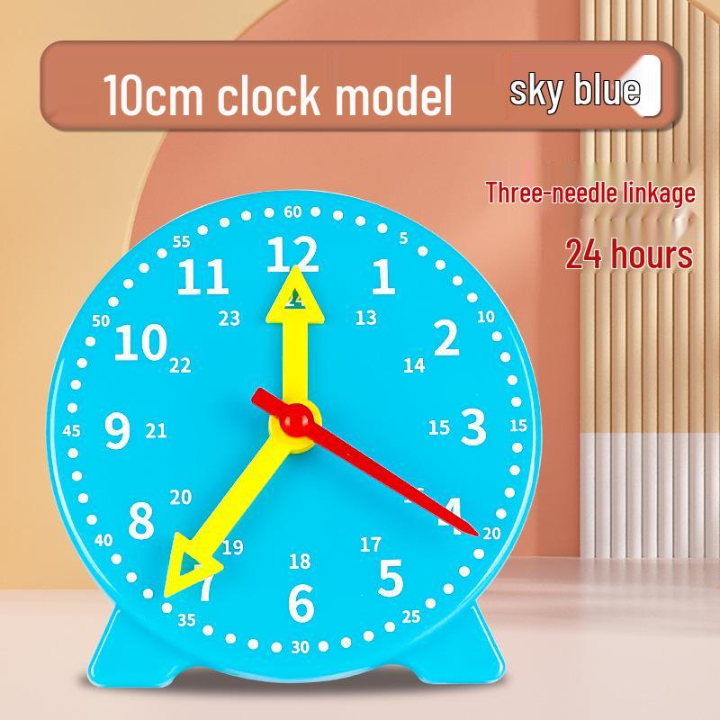10cm Three-Hand Linkage Clock for Time Recognition - Elementary School Teaching Aid for Grades 1 and 2