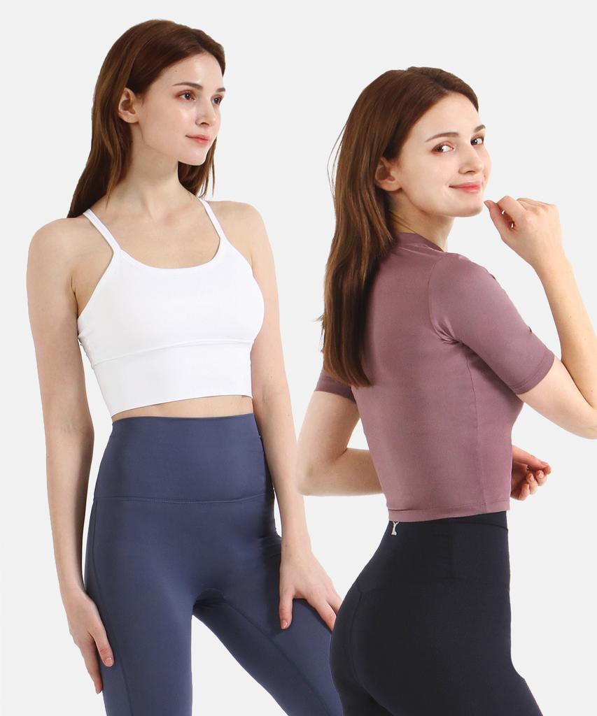 NOKJOK [2 Pack] Tulli Bra Top + Plain Crop Top Set (K Type)
