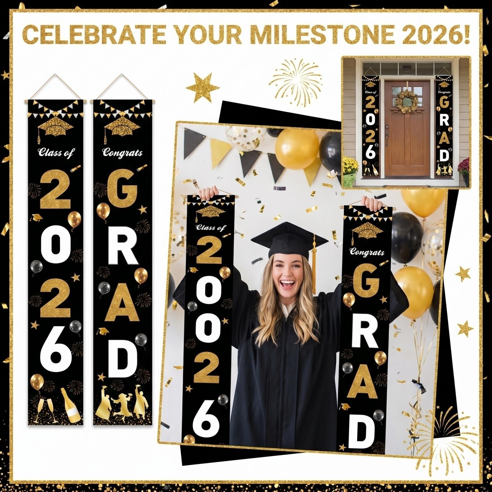 

Graduation Class Decoration Door Flag Hanging Flag Graduation Party Decoration Supplies one size