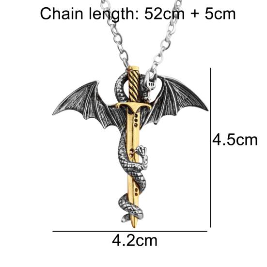 Punk Uomo Glow In The Dark Pendente Spada Drago Collana a Catena Gioielli da Festa Regalo