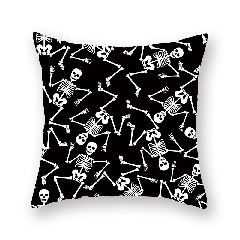 Halloween Pillow Cover Cartoon Skull New Short Velvet Cushion Cover Sofa Cushion