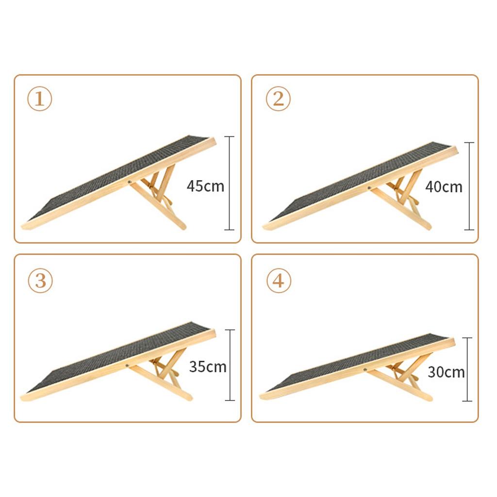 Pet Cat Ladder Wood Dog Ramp Height Adjustable Slip Resistance Foldable Pet Climbing Ladder for Sofa Bed Car Pet Climbing Ladder