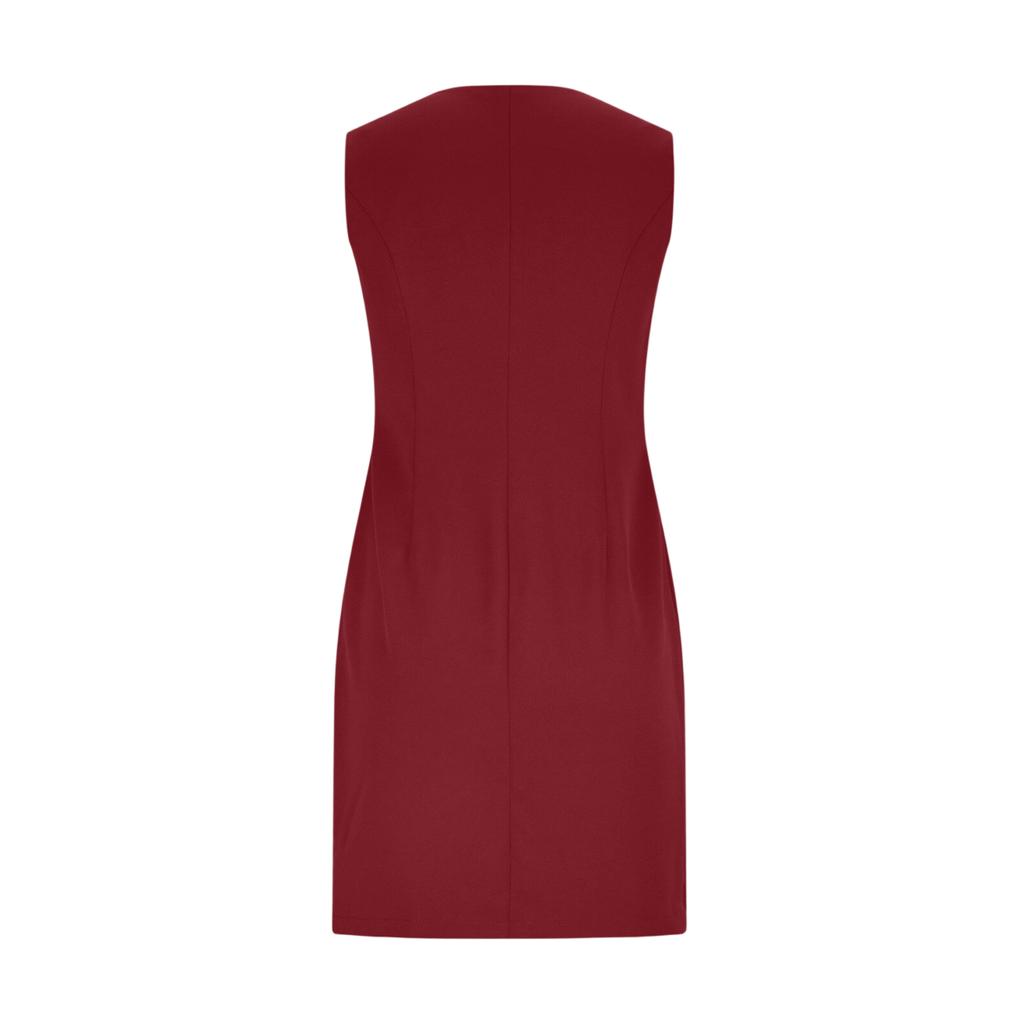 Ärmelloses Bodycon-Kleid mit V-Ausschnitt für Damen mit asymmetrischem Saum und dekorativen Knöpfen, geeignet für den täglichen Gebrauch und Veranstaltungen