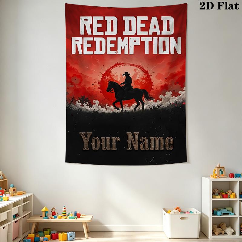 Name Custom RDR2 Game Wall Tapestry Aesthetic Wall Hanging Printed Fabric Blanket Decorative Tapestries for Bedroom Living Room Home Decor