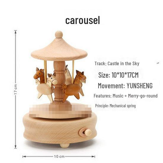 

Creative Wooden Carousel Music Box - Perfect Gift for Girls, Valentine s Day, Birthdays, and Qixi Festival.
