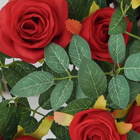 Konstgjorda blommor i rotting med 6 huvuden, falska hängande rosenrankor, konstgjorda sidenblommor i rotting för DIY-bakgrundsdekoration i bröllopsrum