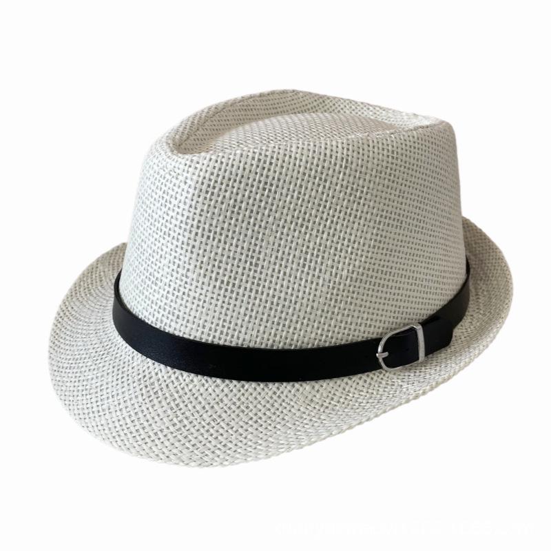 Unisex Fedora z szerokim rondem ze słomy papierowej z klasycznym skórzanym paskiem do ochrony przed słońcem