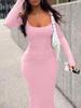 2025 European & American Slim Fit Round Neck Striped Maxi Dress