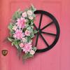 Wheel Wreath Zhongran Pink Simulation Wreath Simulation Green Plant Outdoor Courtyard Door Hanging Decoration