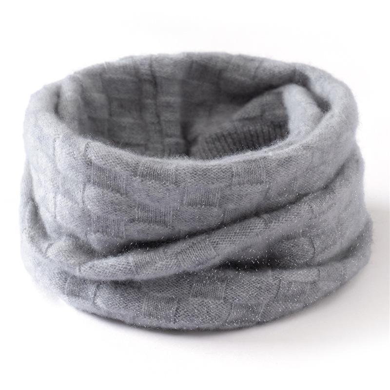 100% Pure Cashmere Plaid Neck Warmer - Thick, Warm, Knitted Scarf