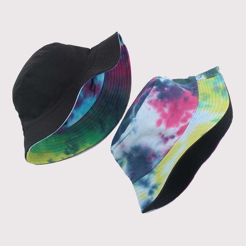 Fashion Summer Double-sided Hat Colorful Graffiti Fisherman Caps Dyeing Bucket Hats  Sunhats Girls LS