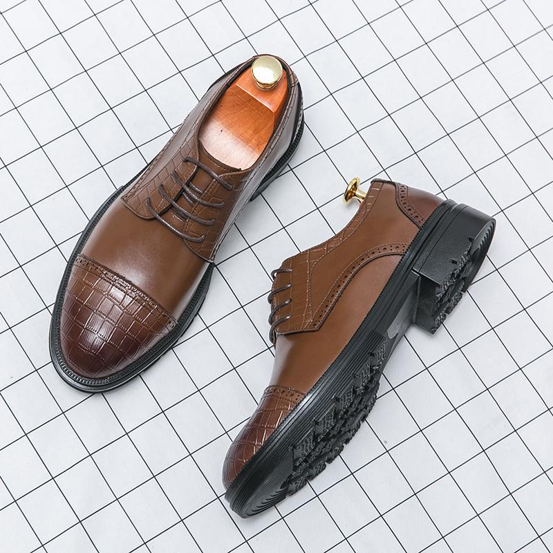 Fashion Business Formal Brown Leather Shoes Mens Fashion Casual Dress Shoes Classic Italian Formal Oxford Shoes For Men Zapatos Hombre
