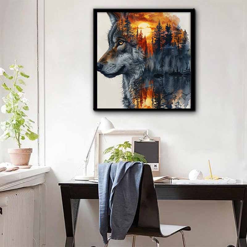 New Arrival 5D DIY Full Circle Diamond Painting "Wolf Shadow" Embroidery Cross Stitch Home Decor Gift