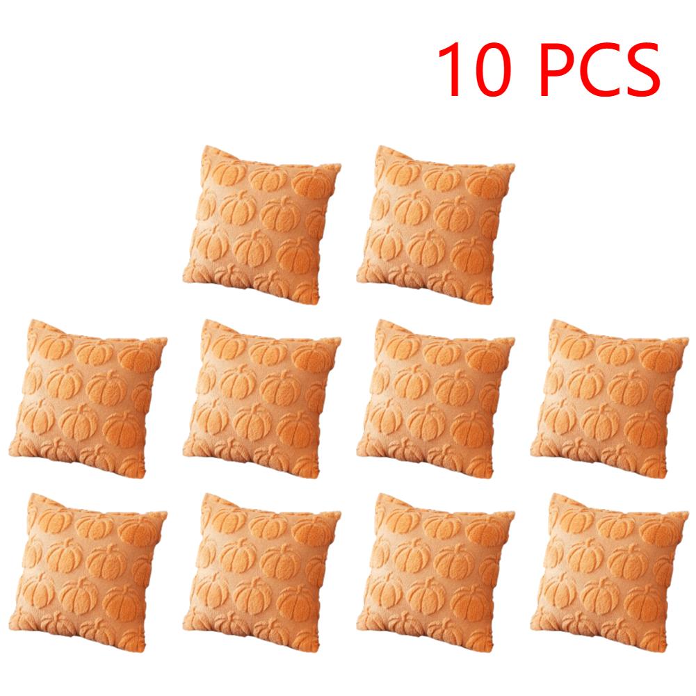 1-10Pcs 45x45CM Pumpkin Fall Decorative Throw Pillow Covers Soft Autumn Plush Accent Couch Cushion Cases for Halloween Decor