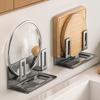 Practical Carbon Steel Pot Lid Holder Punch Free Wall Mounted Sink Drain Racks Space Saving Cutting Board Storage Rack Kitchen