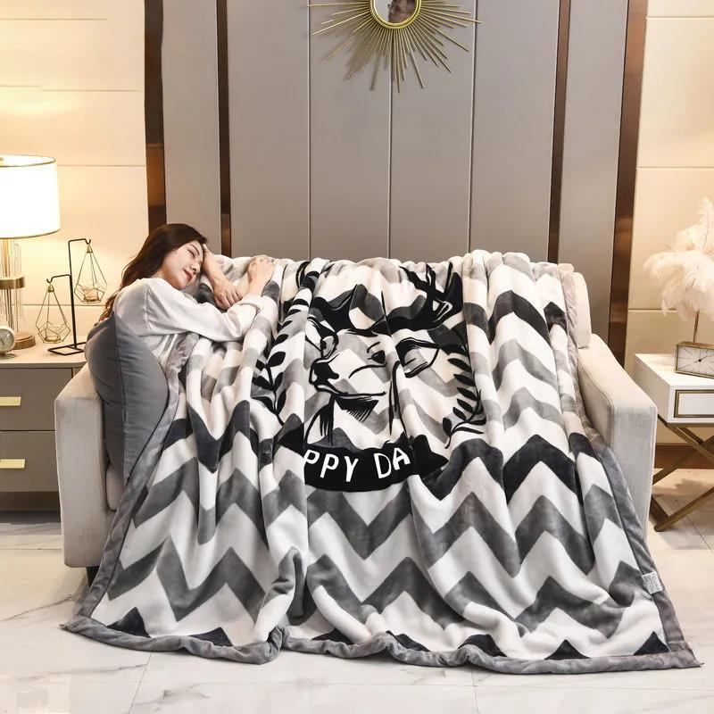Winter Blankets Thickened Double Raschel Blankets Single Double Blankets To Keep Warm Student Dormitory Single Double Blankets