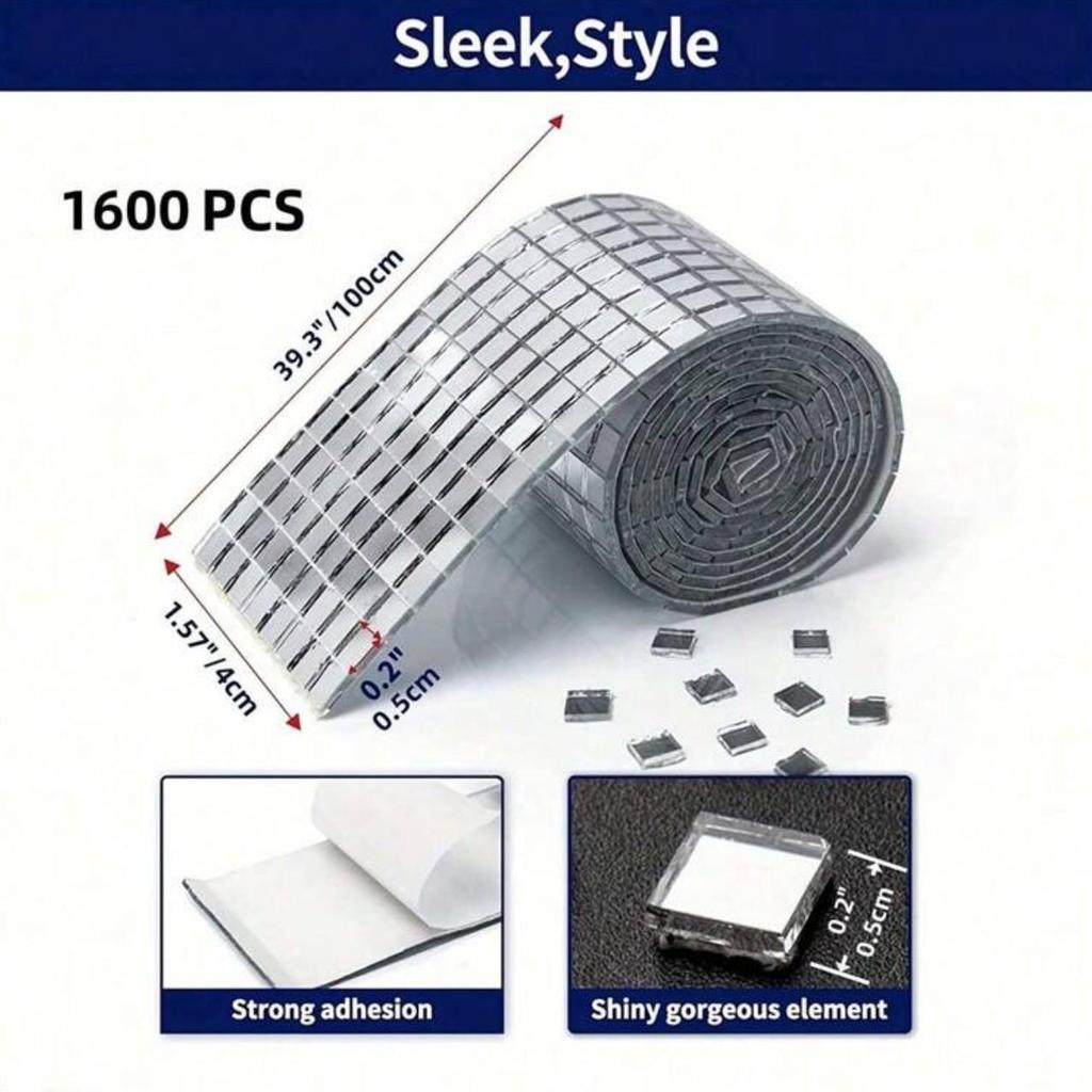 Self-Adhesive Mosaic Glass Wall Mirror Sticker - Waterproof Decorative Frame for DIY Bathroom Projects.