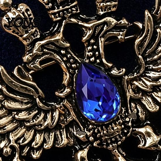 Electroplated Brooch Eagle Metal Pin, Double-Headed Design Lapel Lightweight Pin Anti-Oxidation Strong Buckle Badge for Coats Shirts Bags Accessories