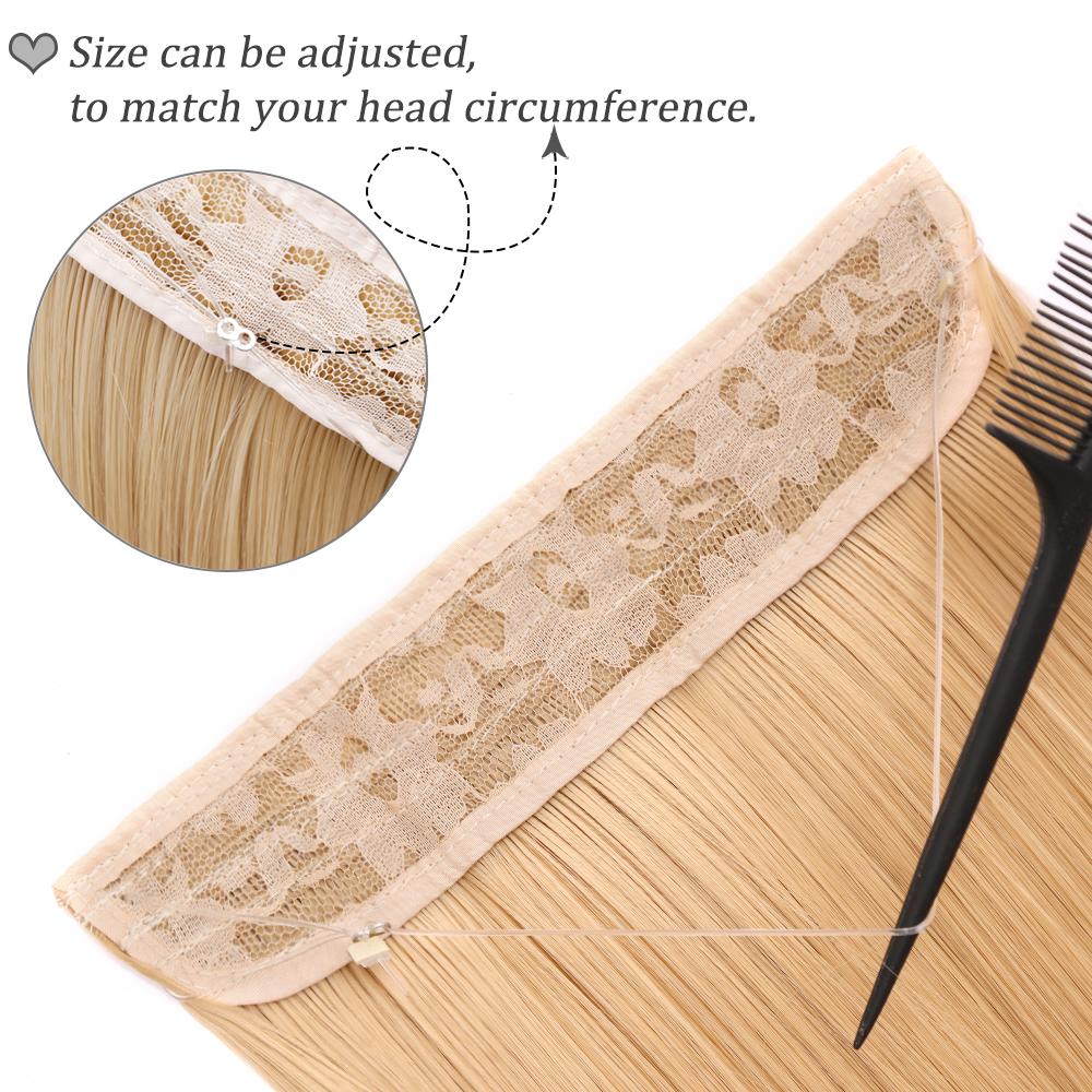 Women Fashion Long Straight Hair Extensions Synthetic Fiber Long Wavy Straight Invisible No Clips Hairpiece