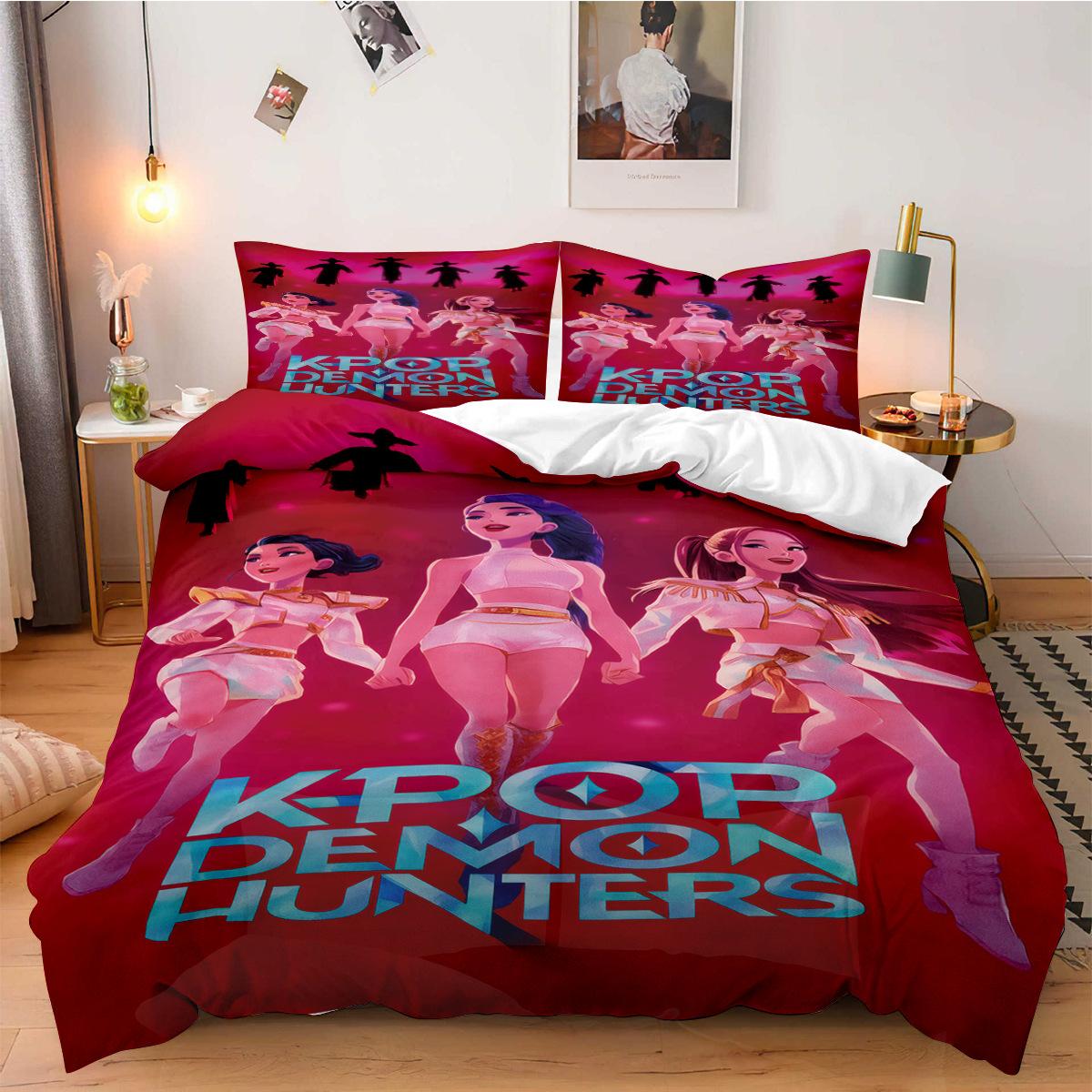 

K-Pop Demon Hunter Beddding Set for Fans Kids Machine Washable Durable King Queen Twin Size for K-pop Girls Home Bedroom Decor US Twin(172x218cm)